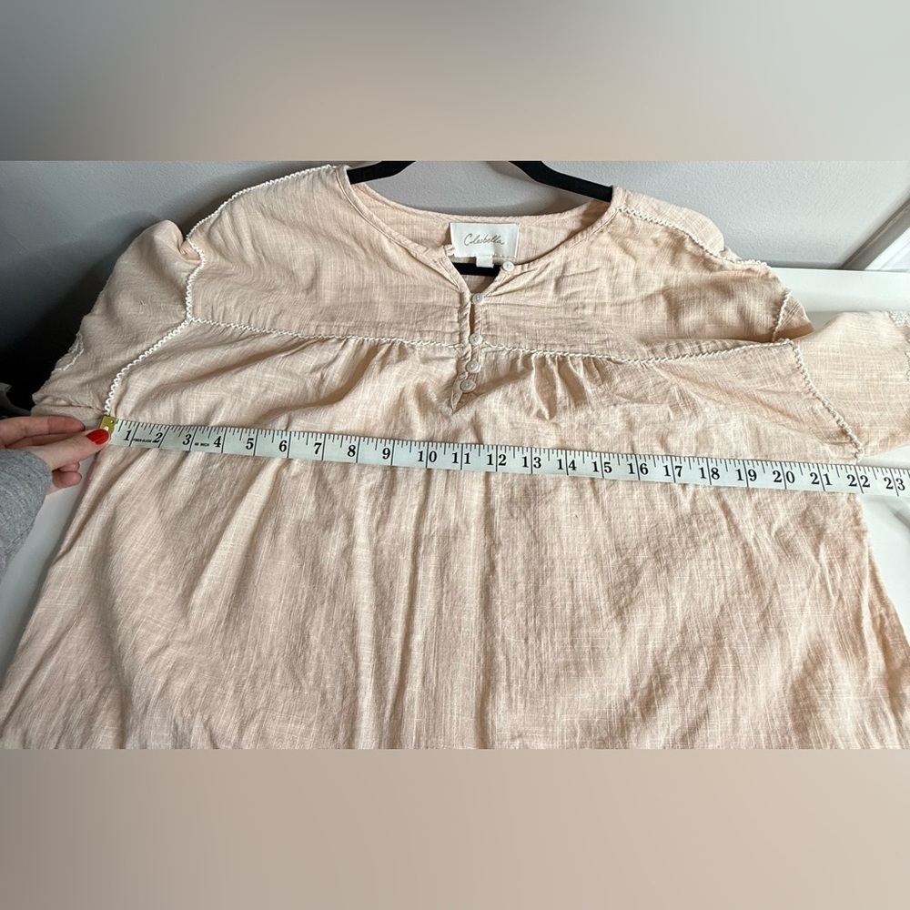 Cleobella - 100% Organic Cotton - Peach Needle Point Sleeve Blouse - Small - Picture 8 of 11